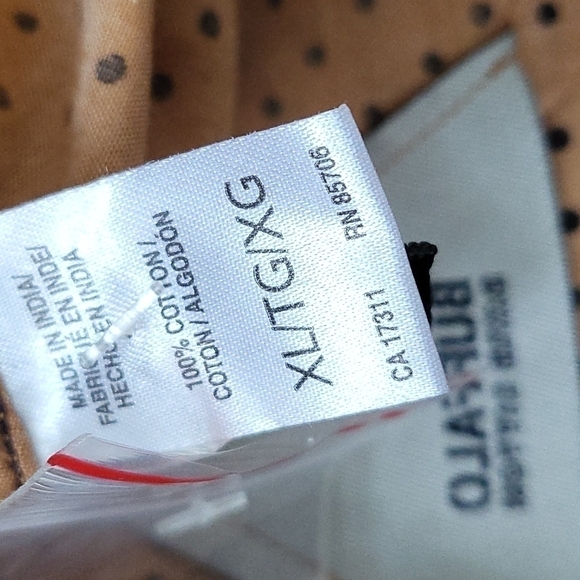 Buffalo David Bitton mustard orange factory distressed polka dot button down NWT - Picture 7 of 7